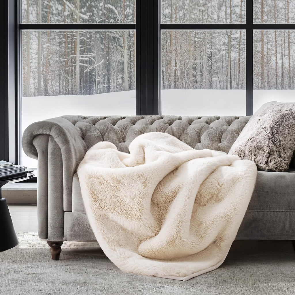 Arctic White Faux Fur Throw Blanket