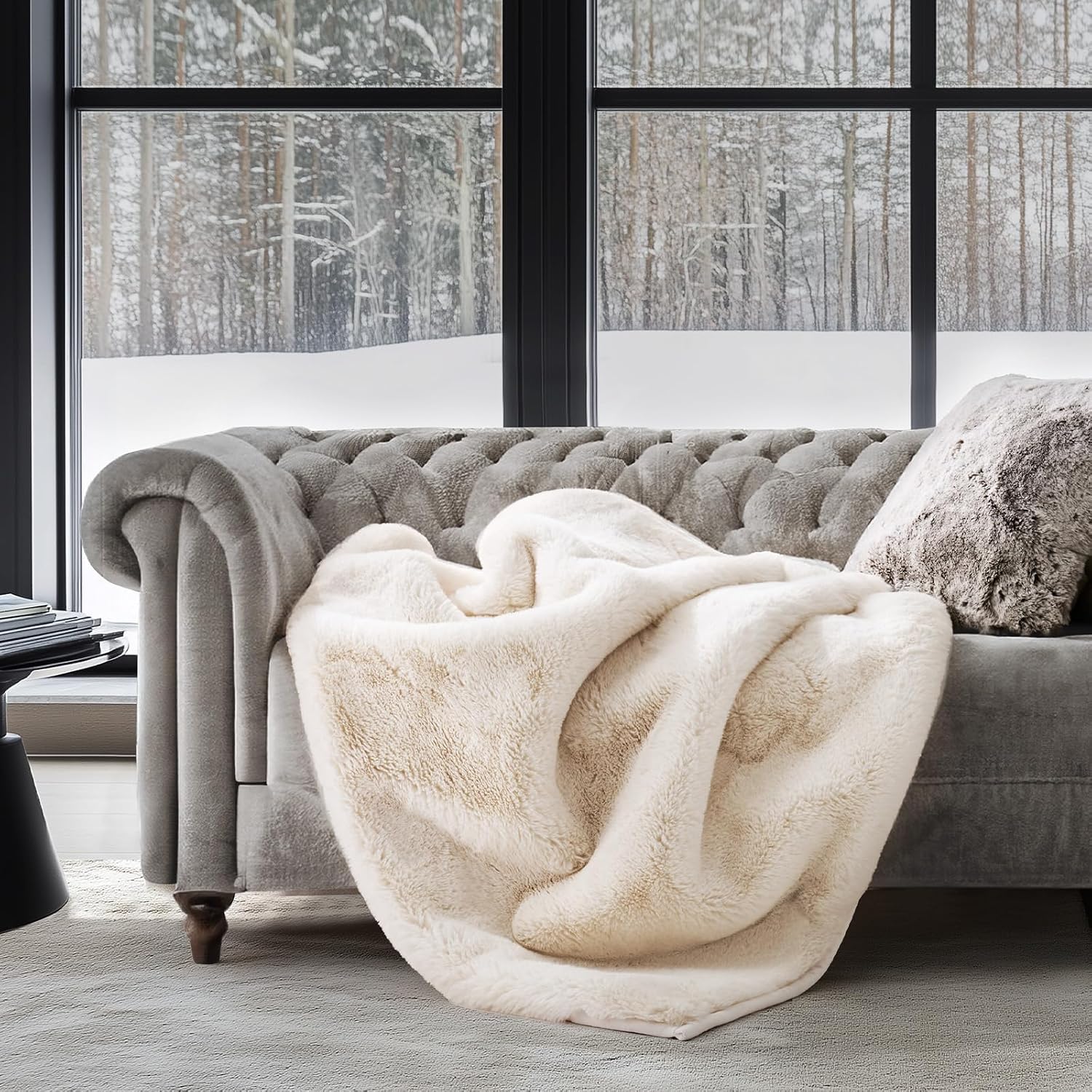 Arctic White Faux Fur Throw Blanket