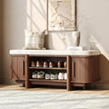 Walnut Cushioned Shoe Storage Bench