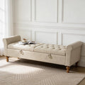 Grey Large Wood Leg Storage Bench