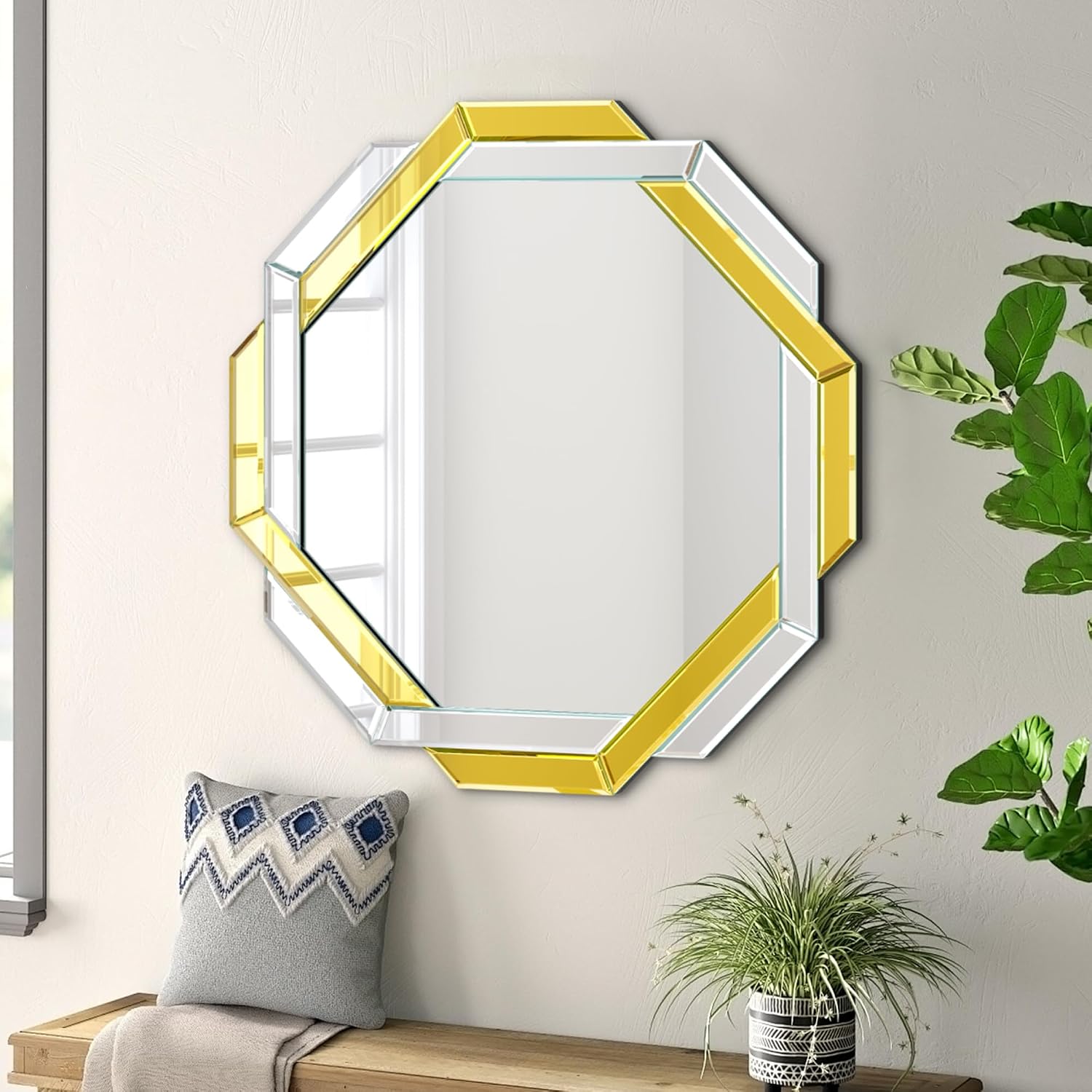 Hexagon Beveled Frameless Mirror