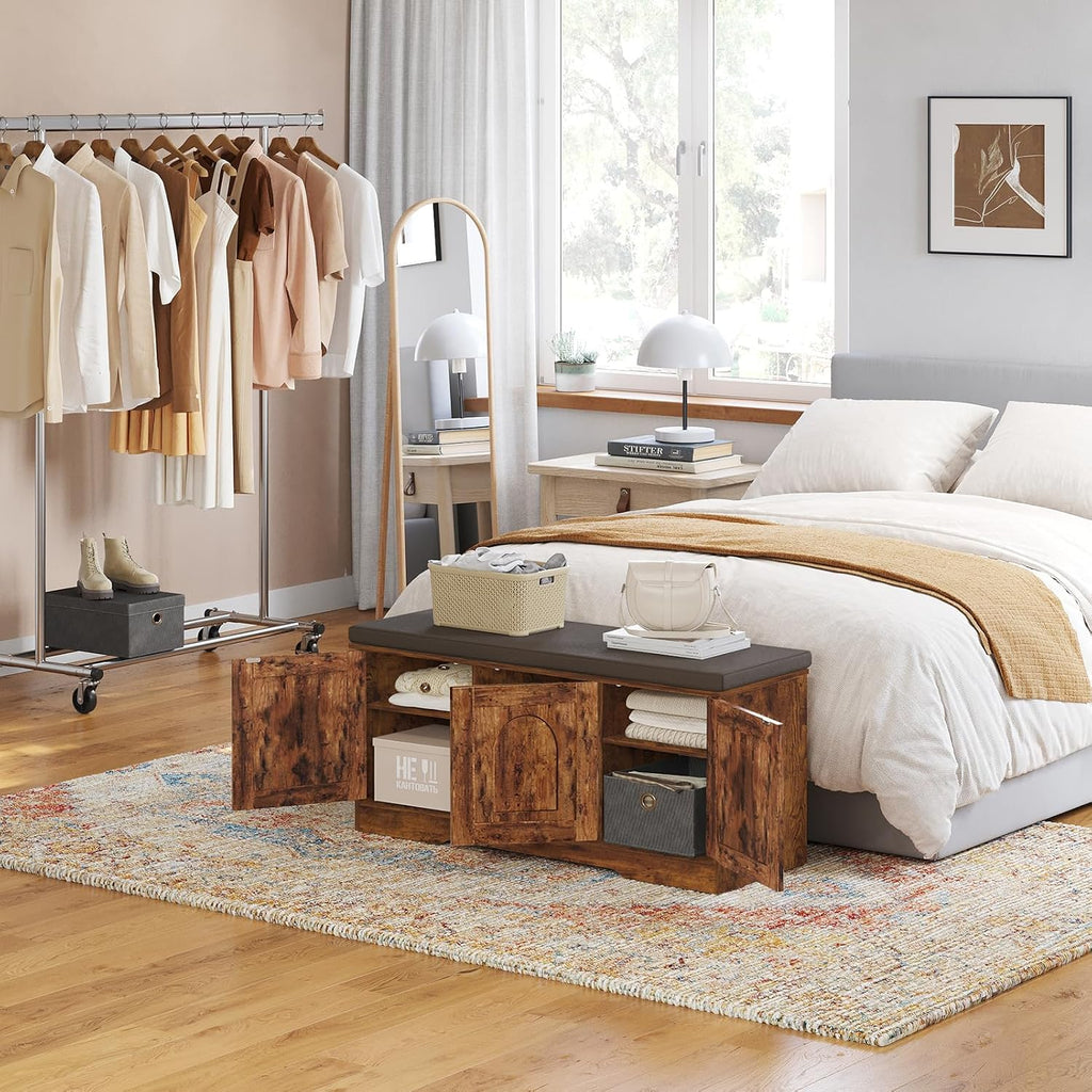 Rustic Cubby Cushioned Shoe Bench