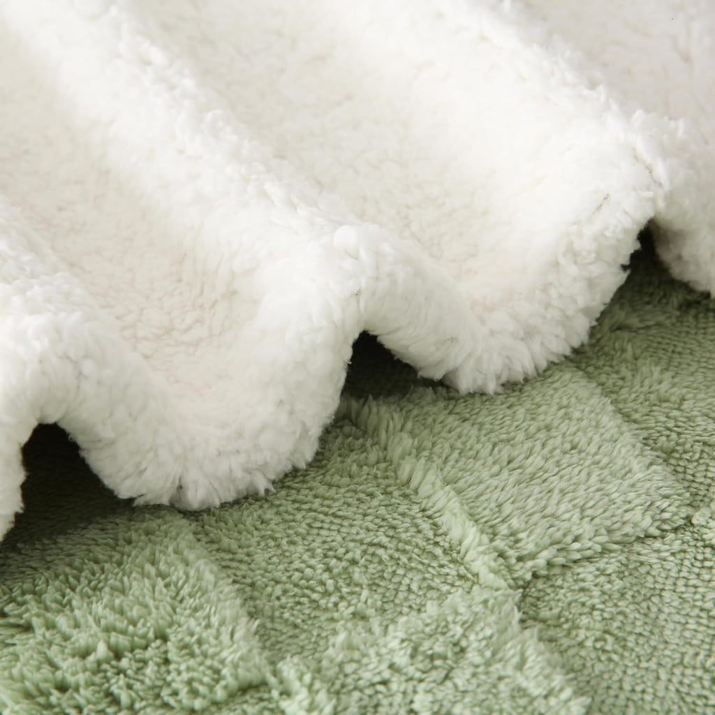 Sage Green Flannel Sherpa Blanket