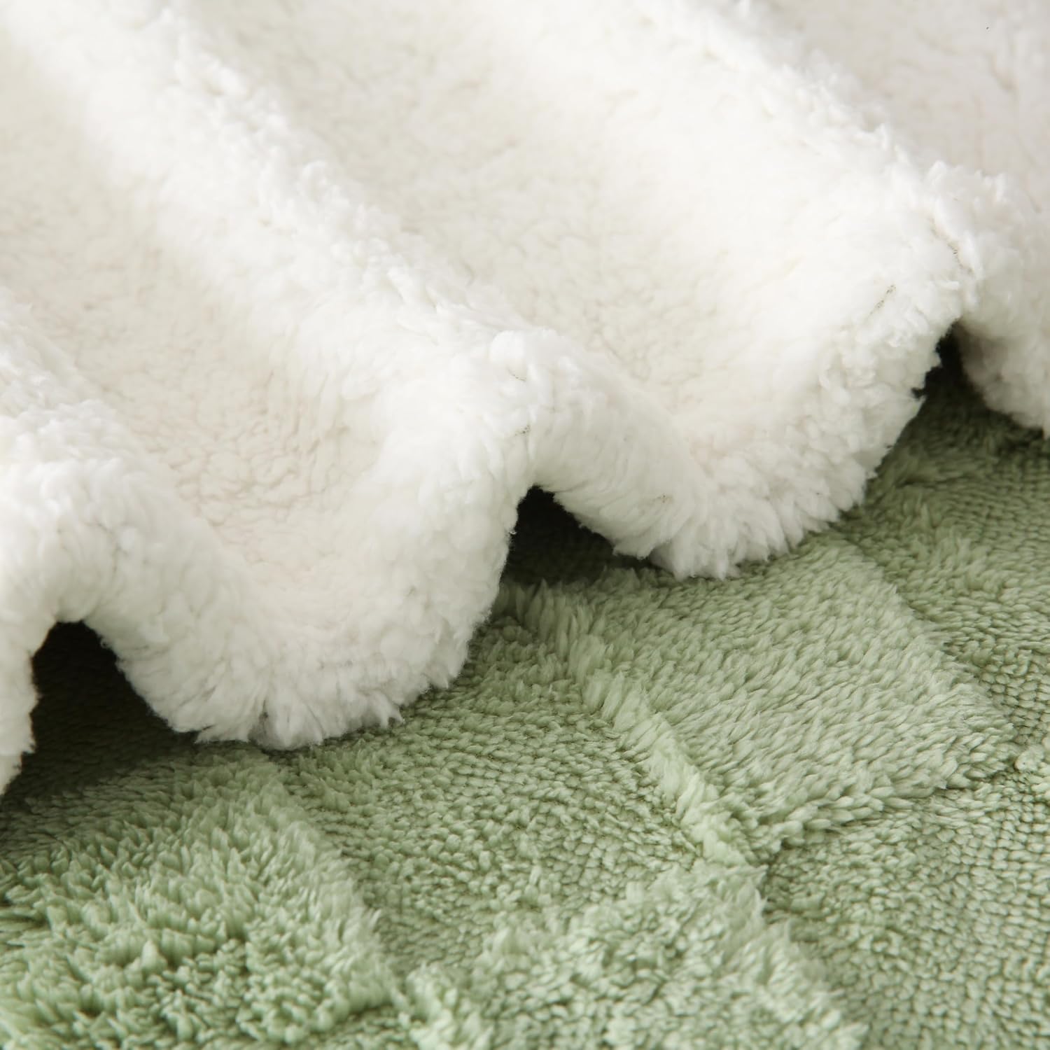 Sage Green Flannel Sherpa Blanket