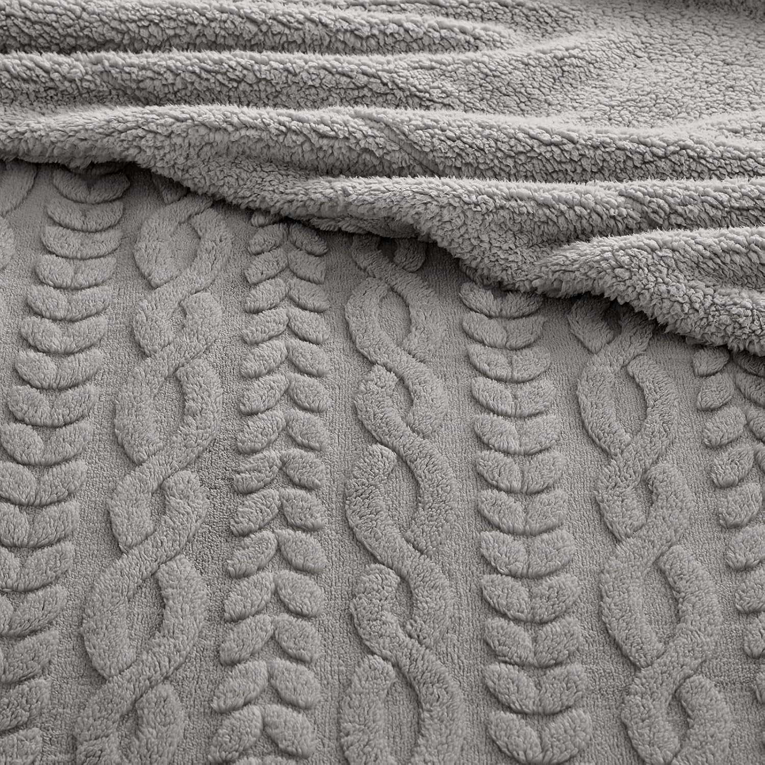 Grey Tufted Sherpa Fleece Blanket