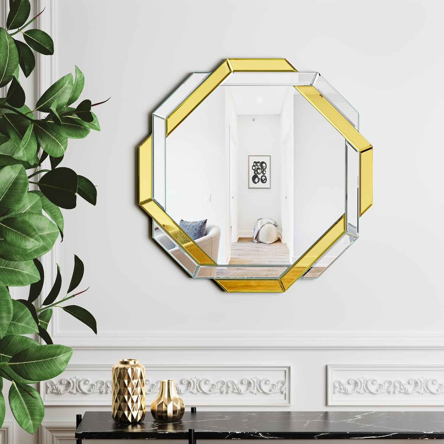 Hexagon Beveled Frameless Mirror