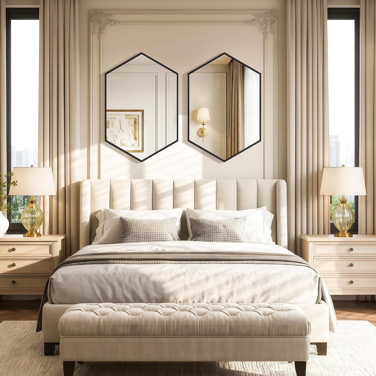 Hexagon Iron Frame Vanity Wall Mirror