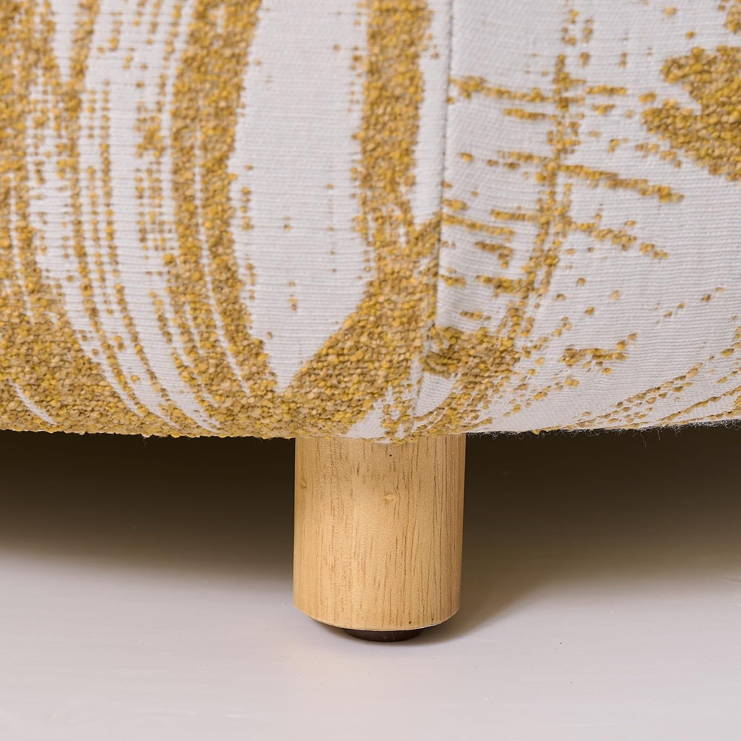 Yellow Fabric Round Ottoman