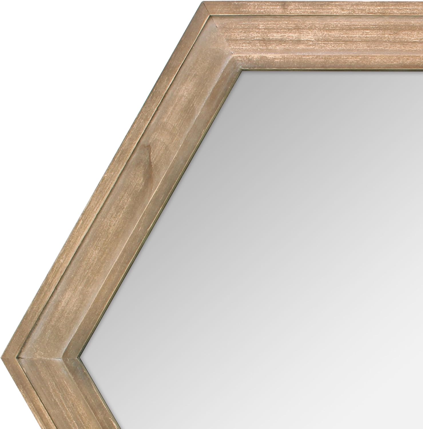 Wood Framed Hexagon Hanging Mirror