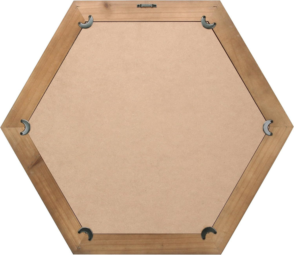 Wood Framed Hexagon Hanging Mirror