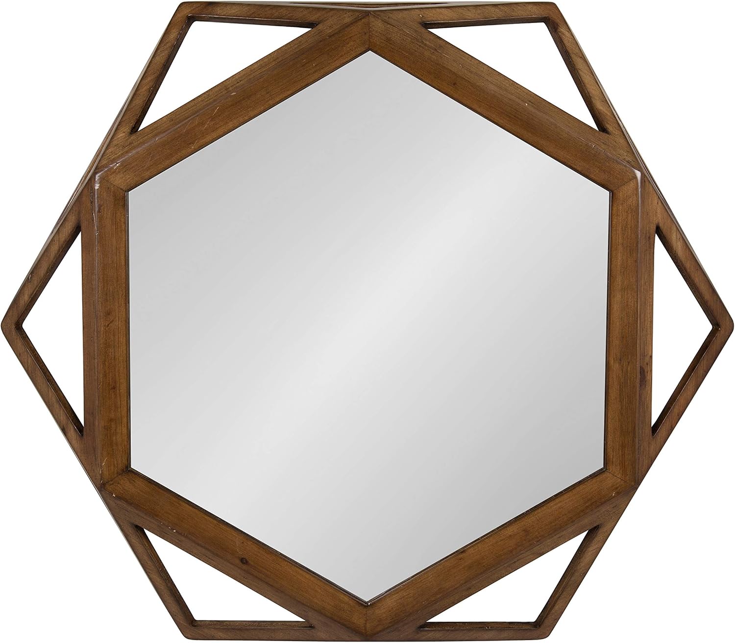 Octagon Rustic Wooden Wall Mirror