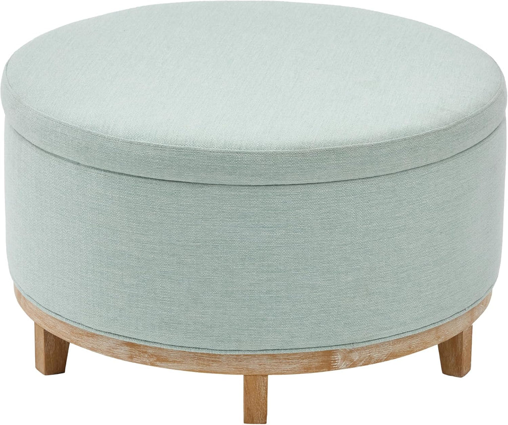 Mint Green Round Storage Ottoman