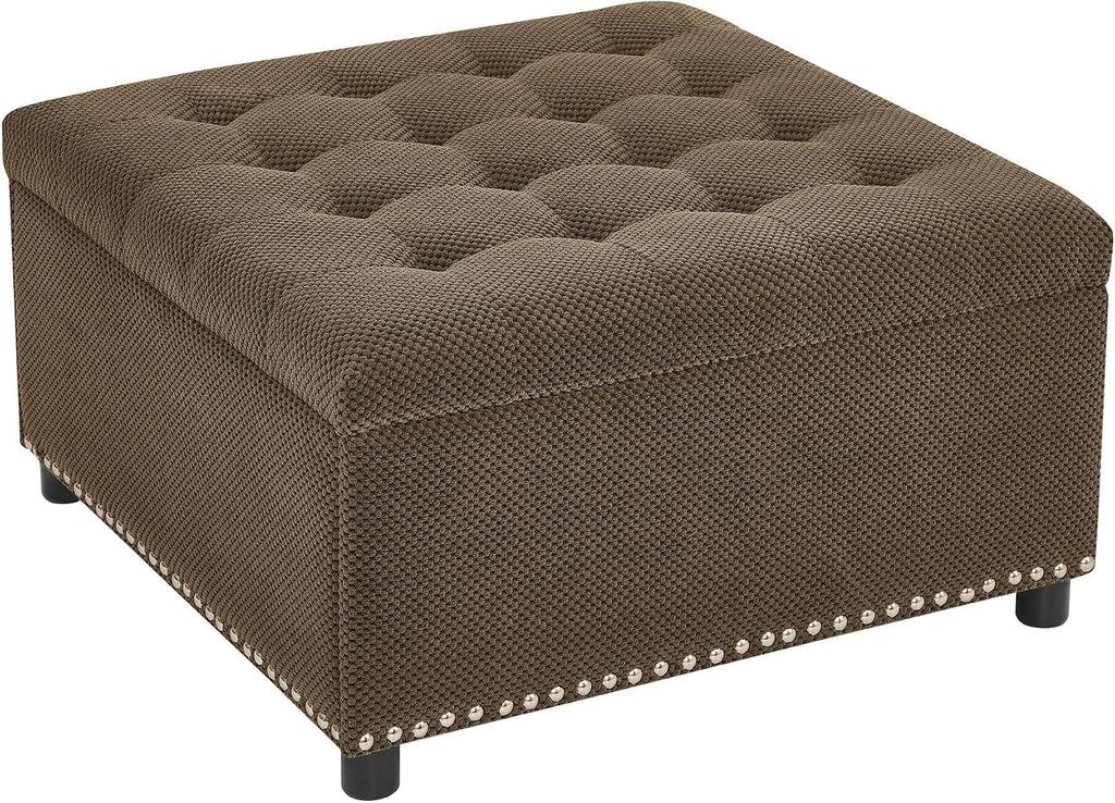 Fabric Storage Square Ottoman