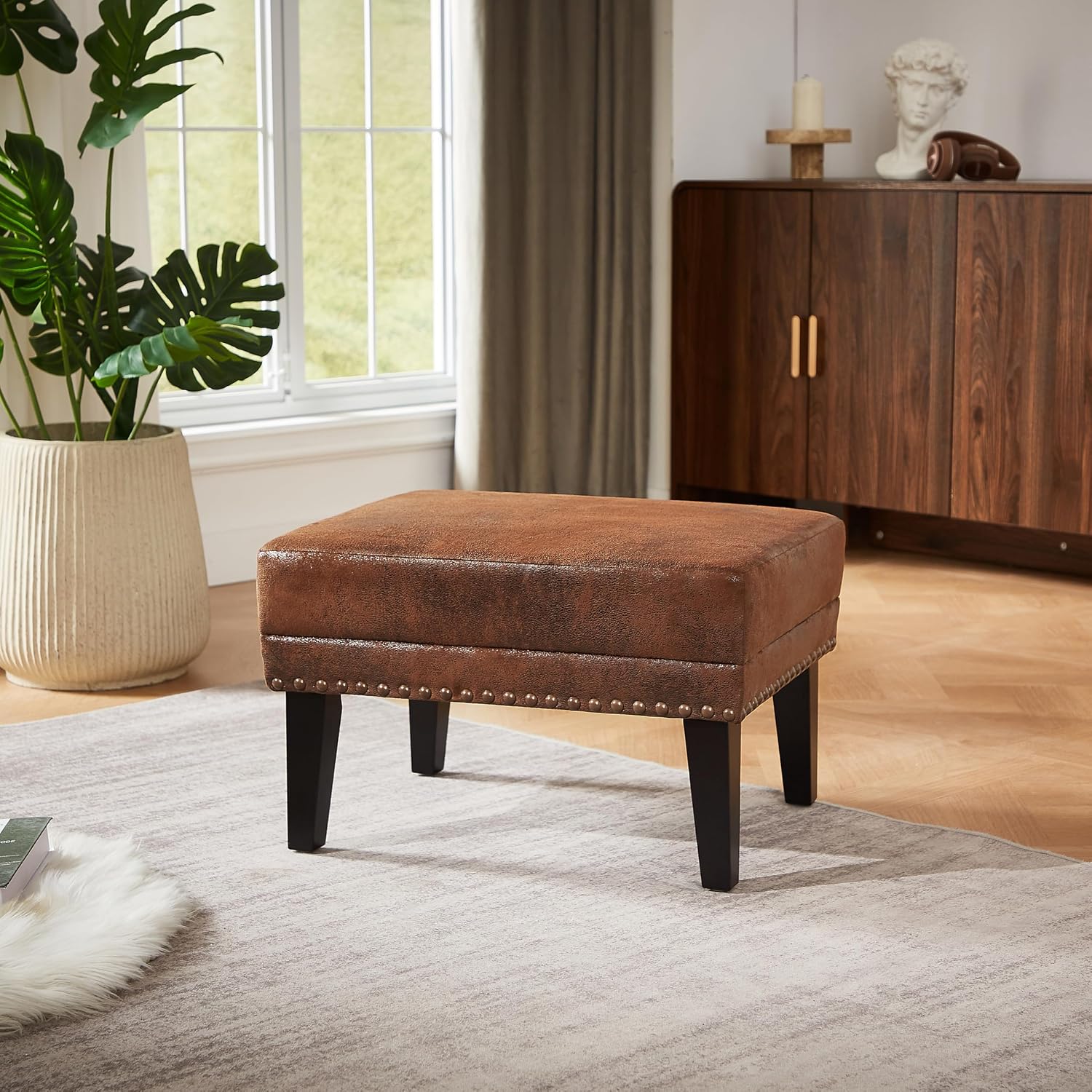 Brown Rectangular Modern Ottoman