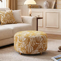 Yellow Fabric Round Ottoman