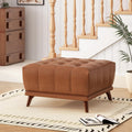 Brown Faux Leather Square Ottoman