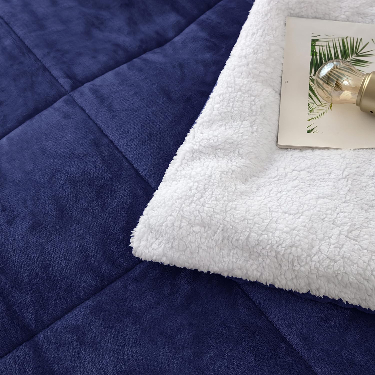 Navy Blue Sherpa Bedding Set
