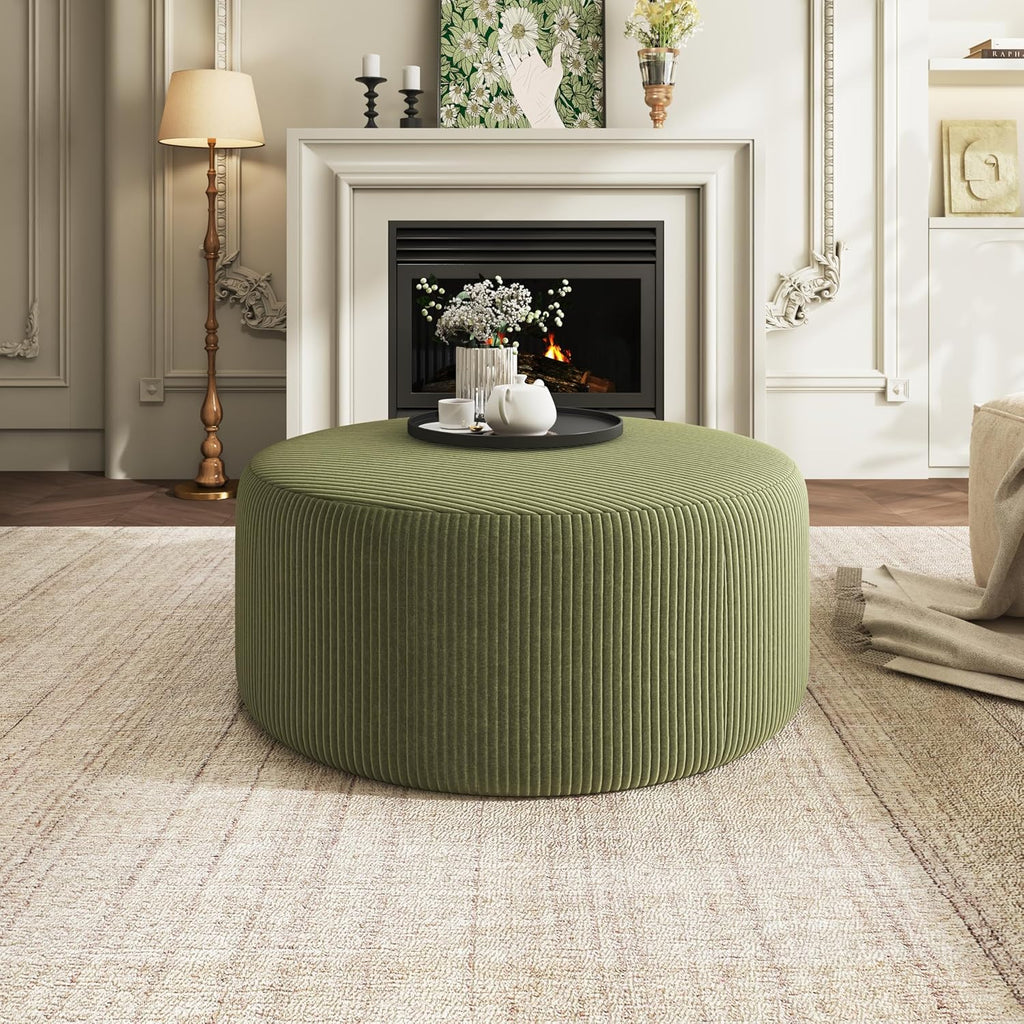 Olive Green Corduroy Ottoman