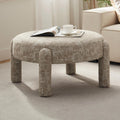 Brown Round Chenille Ottoman