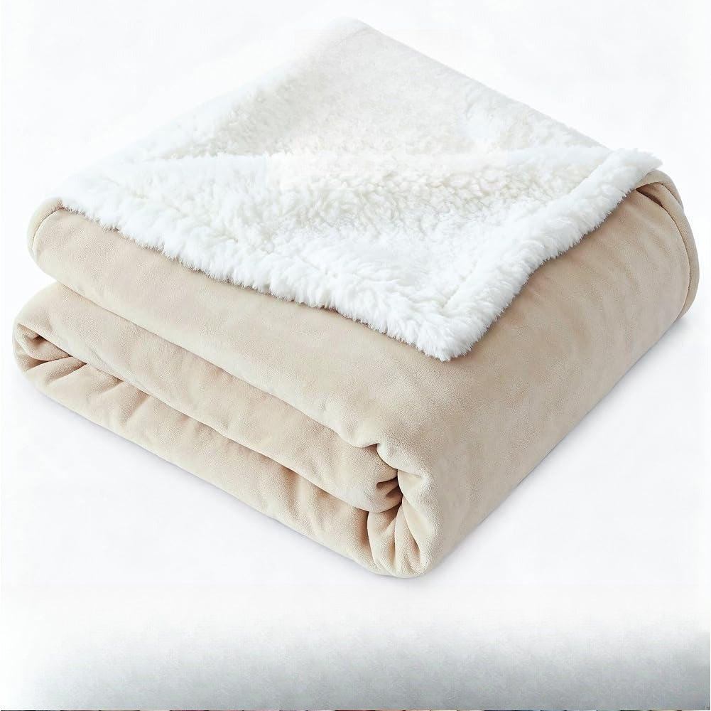 Ivory Double-sided Sherpa Blanket